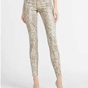 Express Skinny Midrise Foil Snakeskin Print Stretch Denim Size 6R